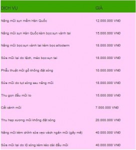 Bảng giá phẫu thuật thẩm mỹ Bệnh viện JW | Bảng giá chuẩn nhất